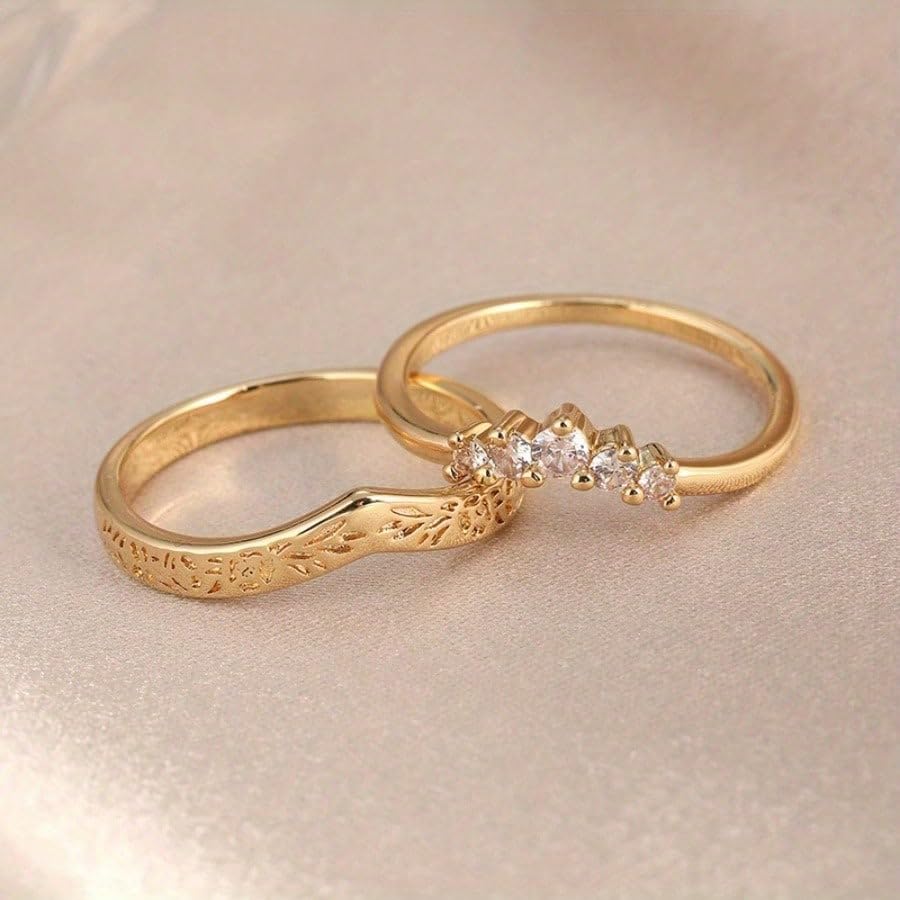 Vintage Elegant Ring Stack Set for Women Wedding Party Jewelry3