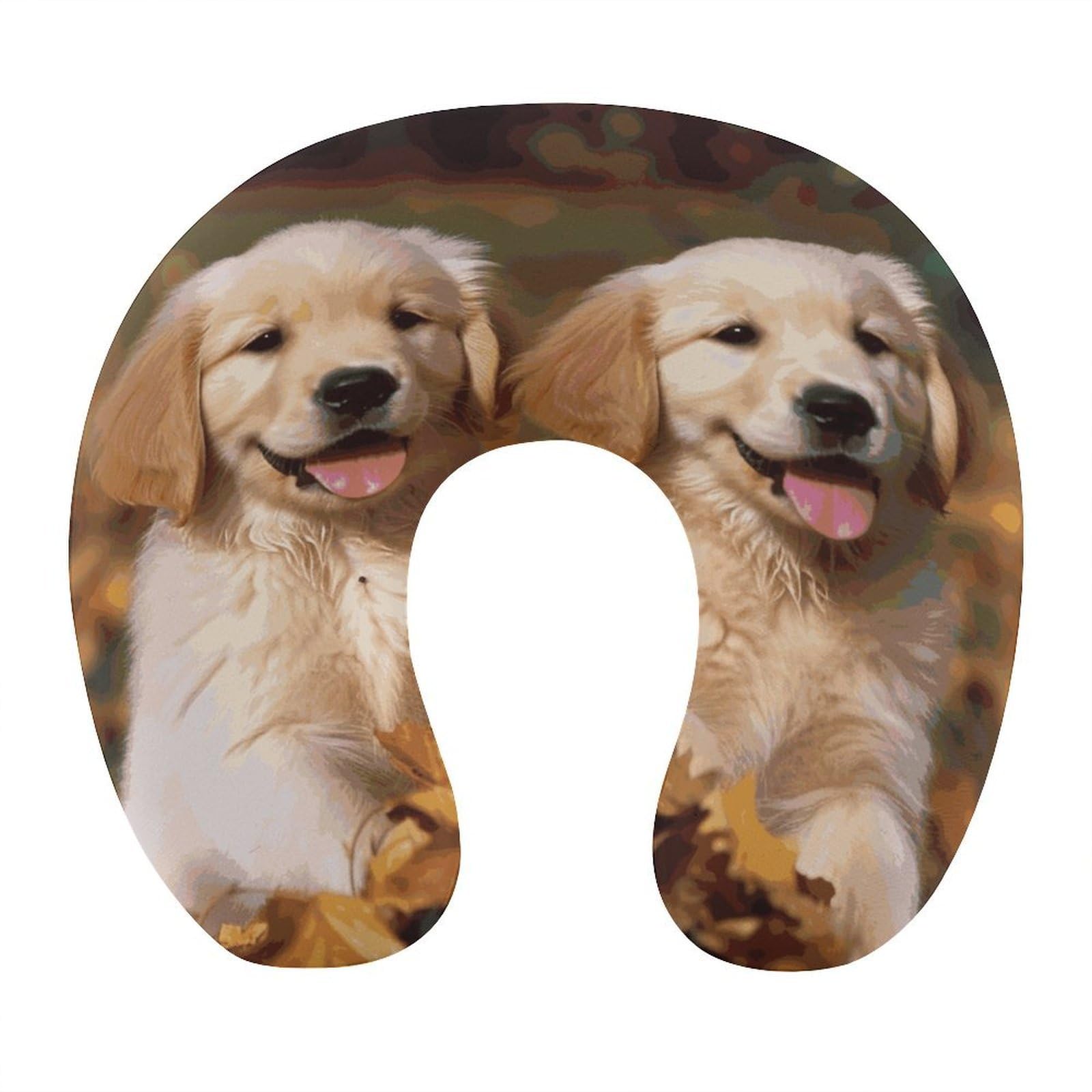 MUSM Golden Retriever Dogs Puppies Pets Travel Pillow for Sleeping Comfortable Portable U Shaped Pillows for Airplane Car Train Lightweight Memory Foam Neck Pillow for Home Office Travelling