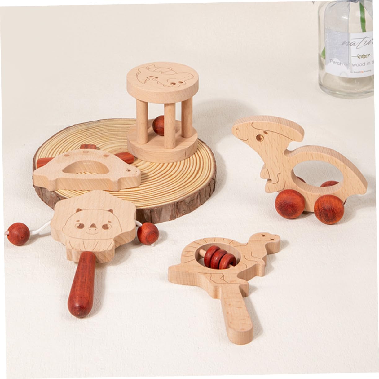 Didiseaon 5 Sonagli in Legno – Giocattoli Sensoriali Musicali Facili da Impugnare e Trasportare per Allenamento della Presa e Sviluppo Motorio – per Feste per Bambino Bambina