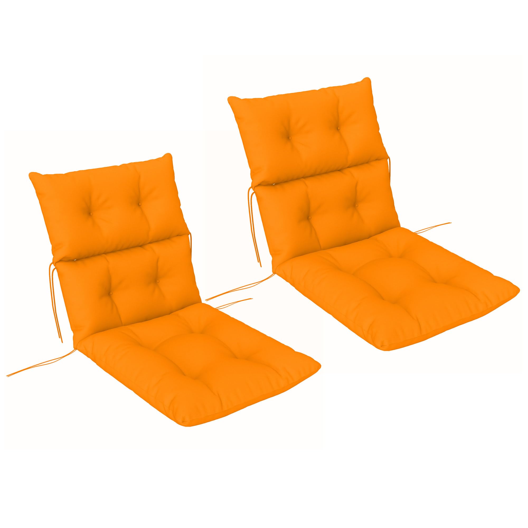 Outsunny Orange Tufted Adirondack Chair Cushions Set Of 2, Thick Garden Seat Cushion Pads With Backrest, Rocking Chair Cushions With Ties For Outdoor And Indoor Use,