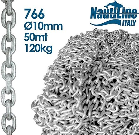 Calibrated galvanized steel DIN 766 anchor chain - D.10mm - 50mt