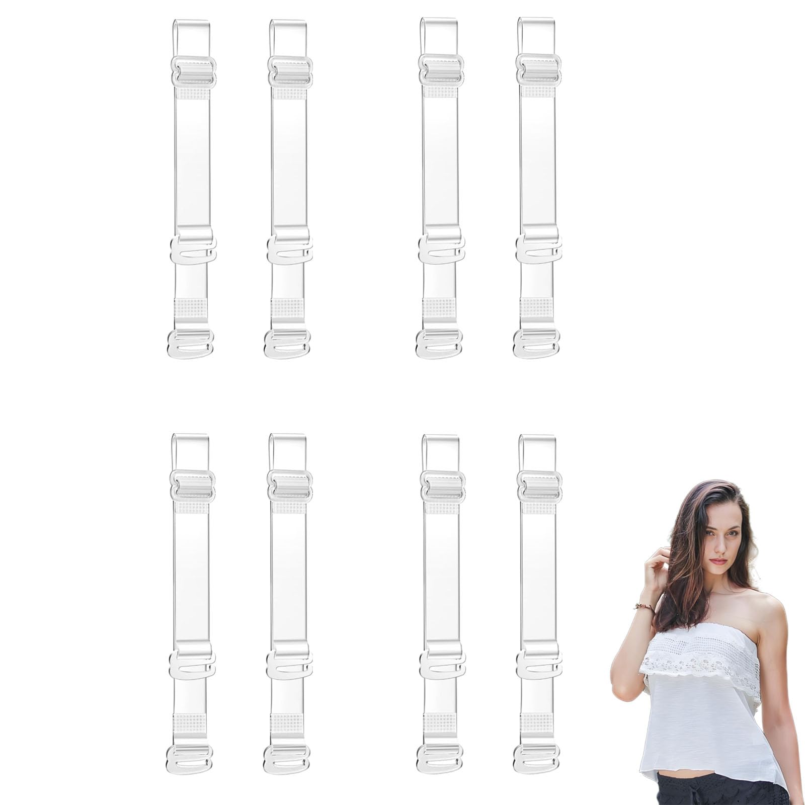 Générique 4 Paires Bretelles de Soutien-Gorge Transparentes, Réglable Soutien Gorge Bretelle Amovible Antidérapantes pour Soutiens-Gorge sans Bretelles