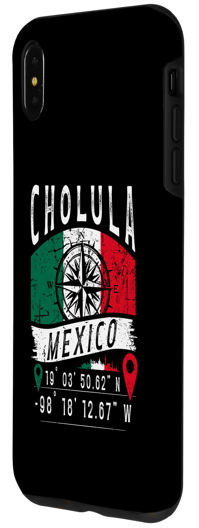 iPhone XS Max Cholula Mexico Flag GPS Coordinates Of Cholula Case - Image 2