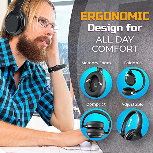 Treblab Z7 Pro - Hybrid Active Noise Canceling Headphones With Mic - 45H Playtime & Usb-C Fast Charging, Anc Wireless Over Ear Bluetooth Headphones W/Aptx, Stereo Sound, Touch Control (Grey) (Renewed) #TOP6