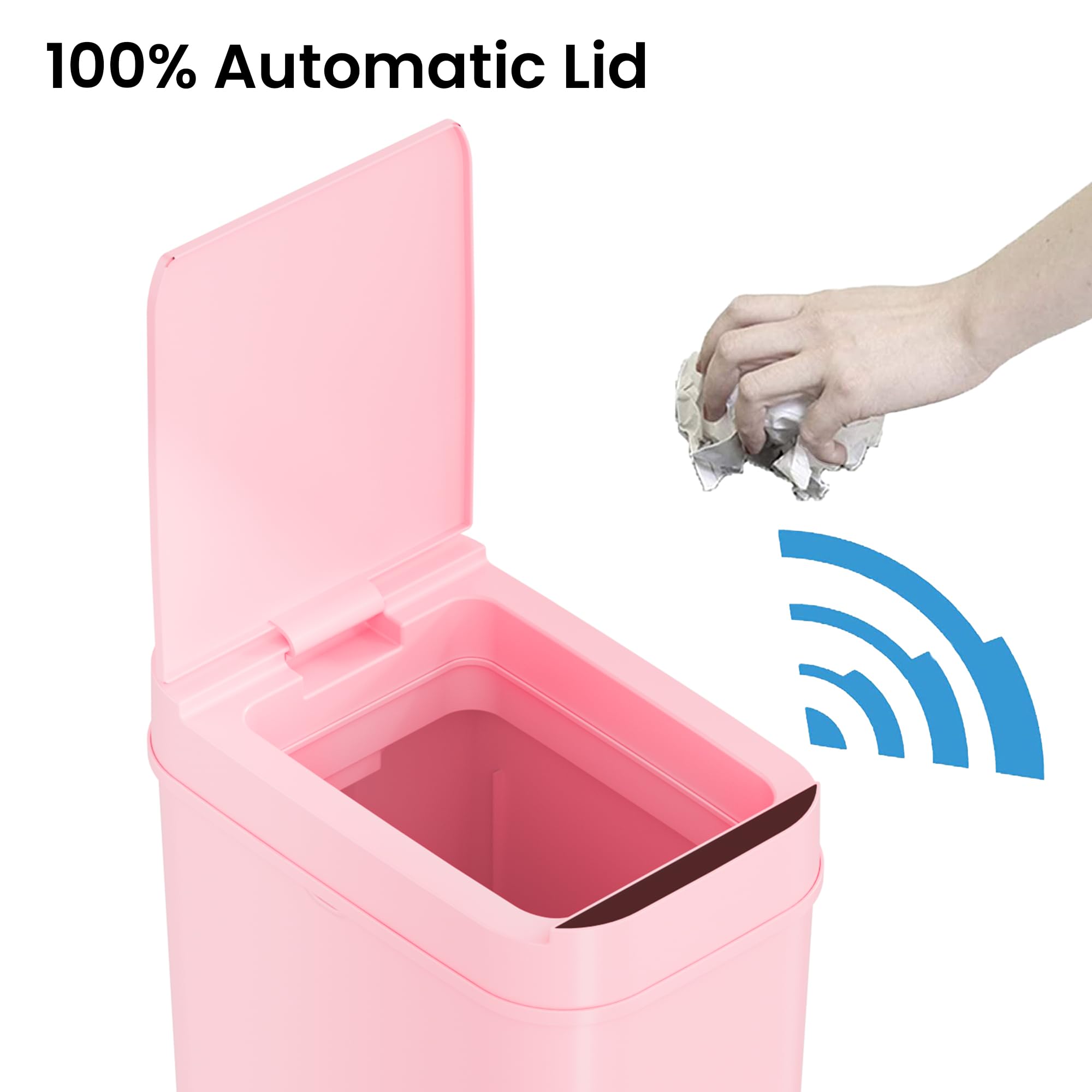 iTouchless 3 Gallon Sensor Pink Bathroom Trash Can, 10