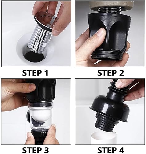 Miniatura 7 de Kit de drenaje de fregadero de baño con tubo P-Trap flexible y expandible antiolor, tubo de drenaje de fregadero de baño para agujero de 1-14" y