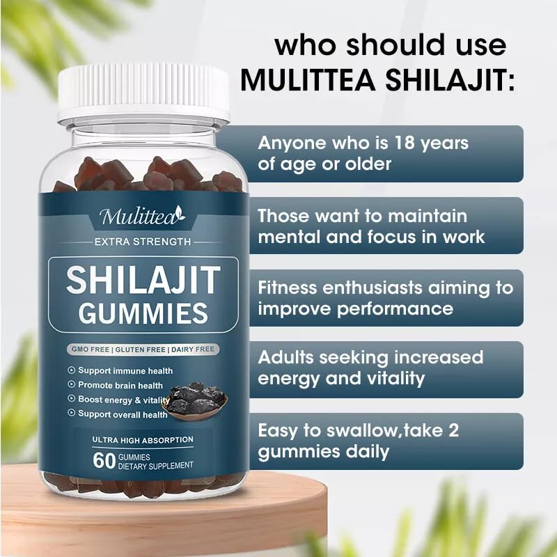 Shilajit Pur Himalayen En Résine - Marque Mount Beauty, 60 Capsules, Ingrédients Naturels (Safran, Musli...)