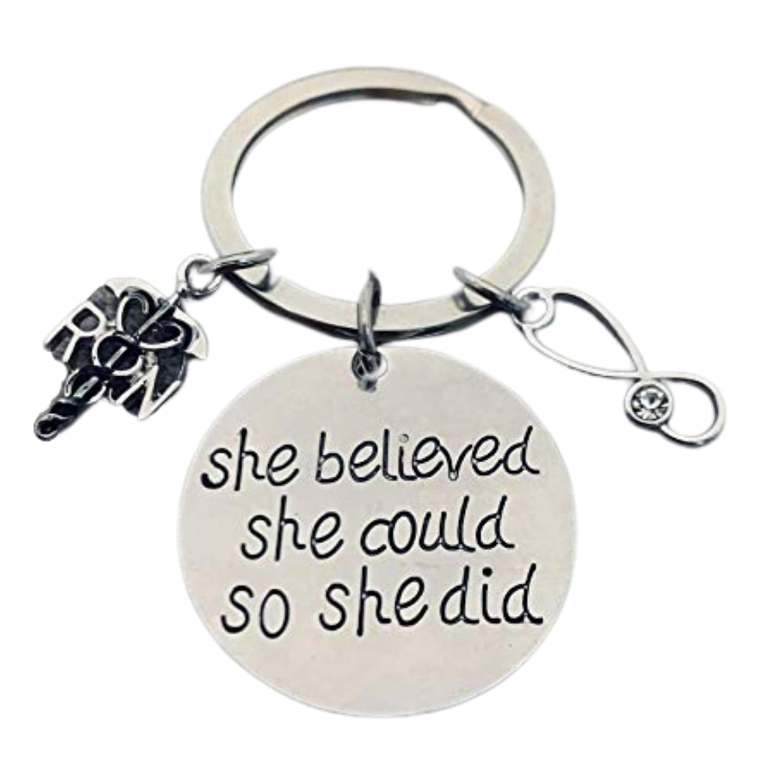Nurse Keychain, Custom Nursing Jewelry, She Believed She Could So She Did Nurse Gift - Show Your Nurse Appreciation