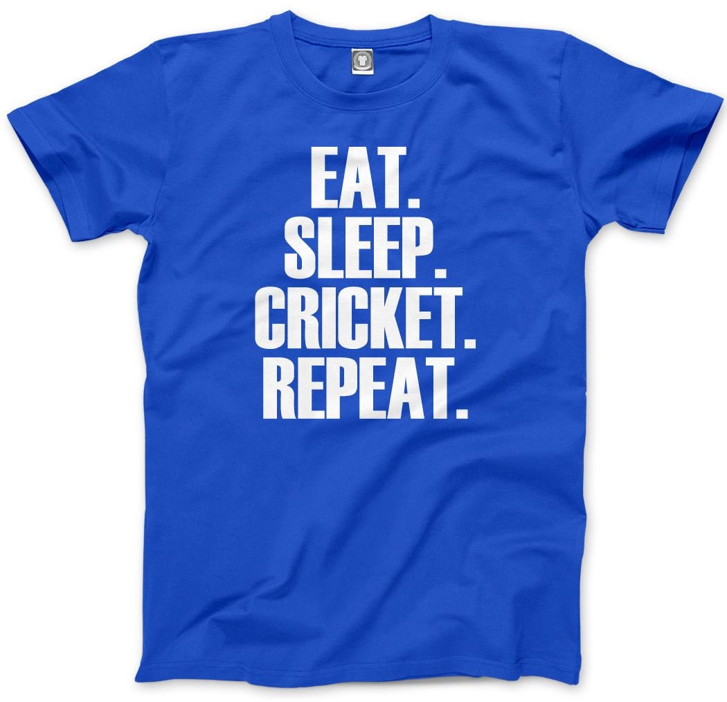 Hotscamp Boys Blue Eat Sleep Cricket Repeat Kids T-Shirt - 12-13 Years