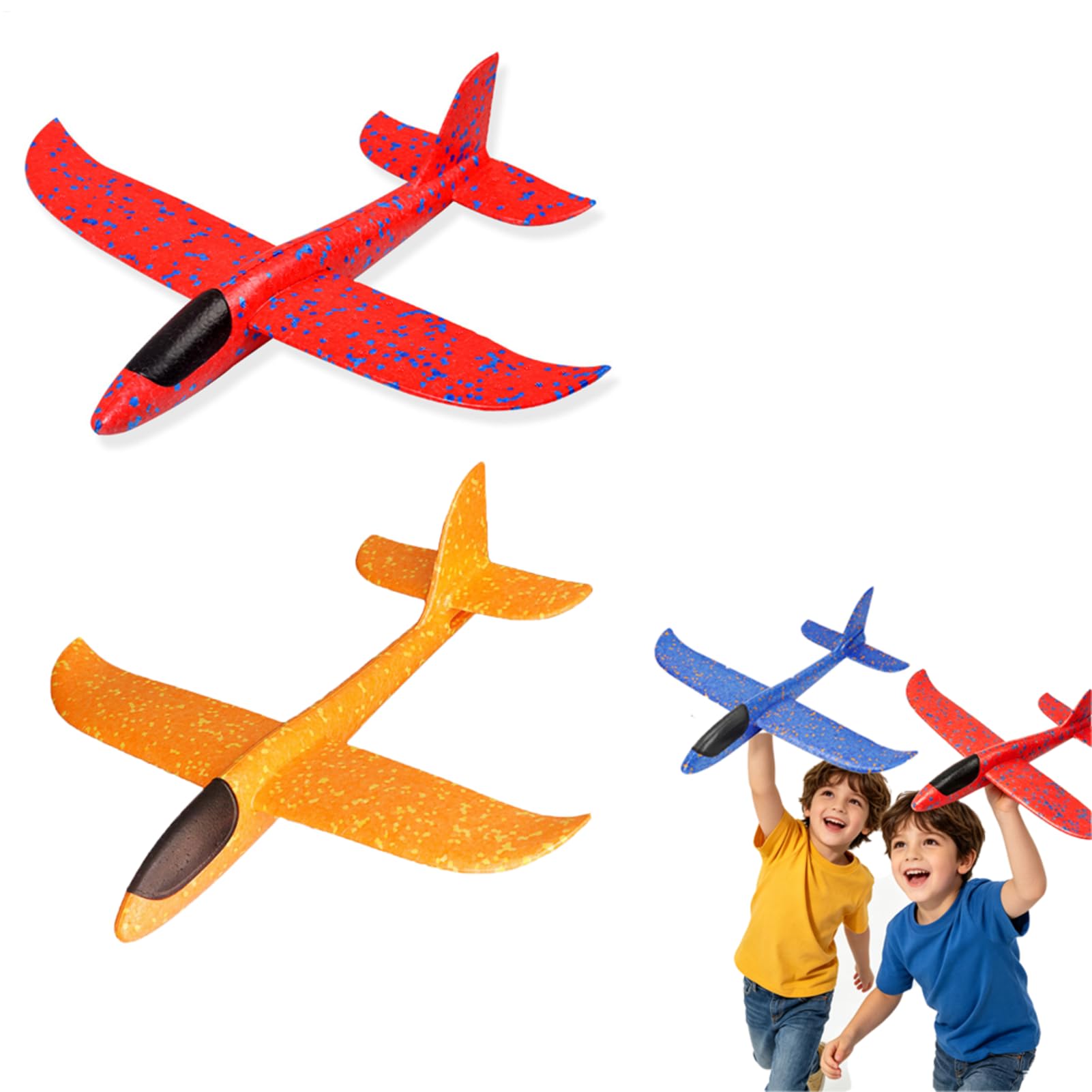 Aereo Giocattolo Polistirolo Per Bambini, 48cm Aereo Aliante In Schiuma, 2x Aerei Polistirolo Da Lanciare, Giocattoli Volanti Leggeri Per Esterni, Sport All'aperto Per Famiglie, Regalo Di Compleanno