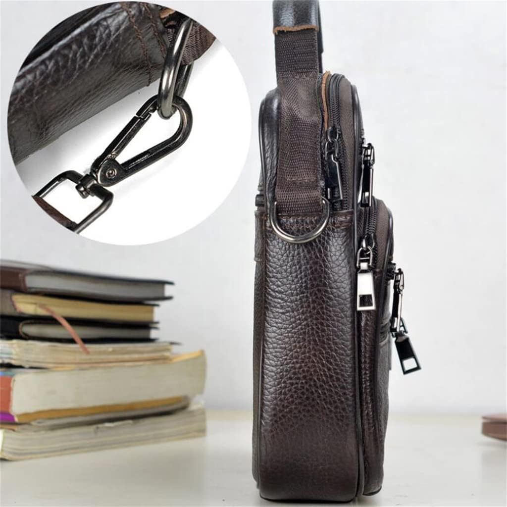 Men's Genuine Leather Messenger Coffee Middle Size Handbags Tote Men Briefcase