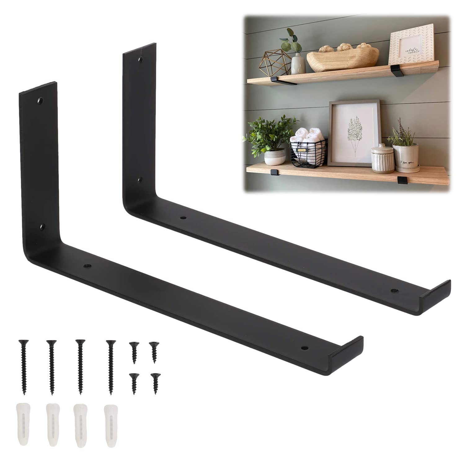 Buy aleawol 2 Pcs Black Metal Shelf Brackets 300mm, Heavy Duty Scaffold