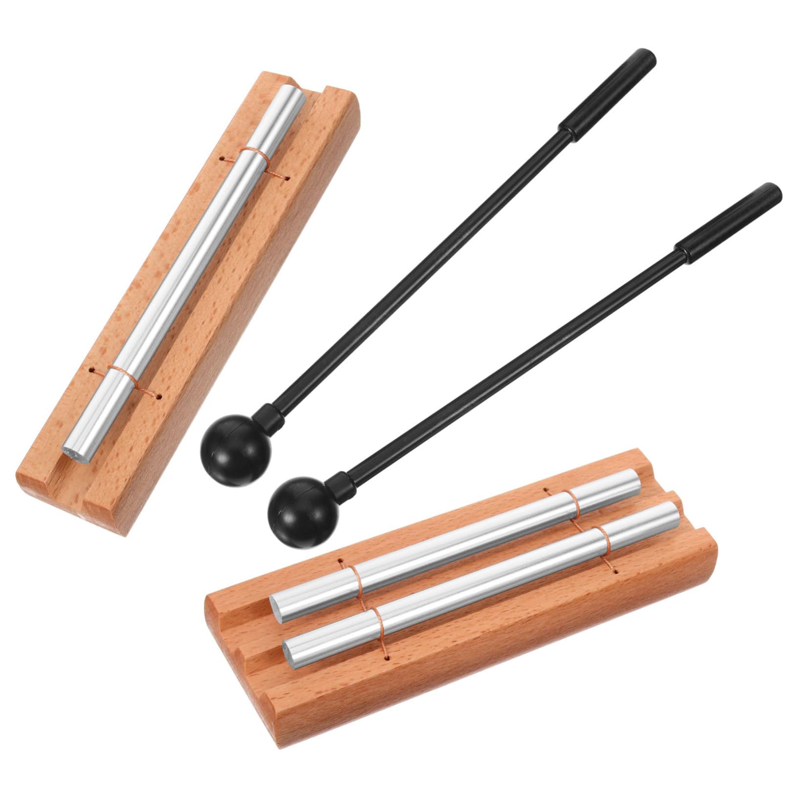 FRCOLOR 2 Sets Hand Chimes Wooden Instrument Sound Healing Mallet Tool for Meditation Musical Percussion Chimes