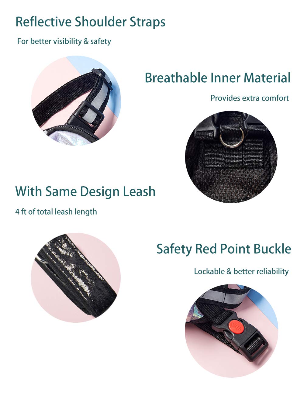 Mochila para perros con correa para perros, bolsa de sillín ajustable, tiras reflectantes, seguro para la noche, viajes, senderismo, caminar, para perros pequeños y medianos