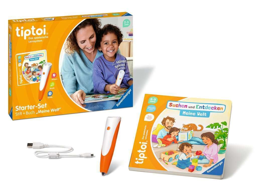 Ravensburger Tiptoi Starter Set 00112: Libro con Penna e Illustrato Search And Discover My World - Giochi educativi per Bambini dai 2 Anni - Giocattoli a Partire dai 2 Anni