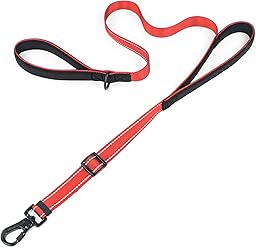 Reflective Double Handle Dog Leash for Large Dogs, Heavy Duty Adjustable Leash with Soft Padded Handles, Traffic Control Training Lead for Walking, Running (Burgundy, S)