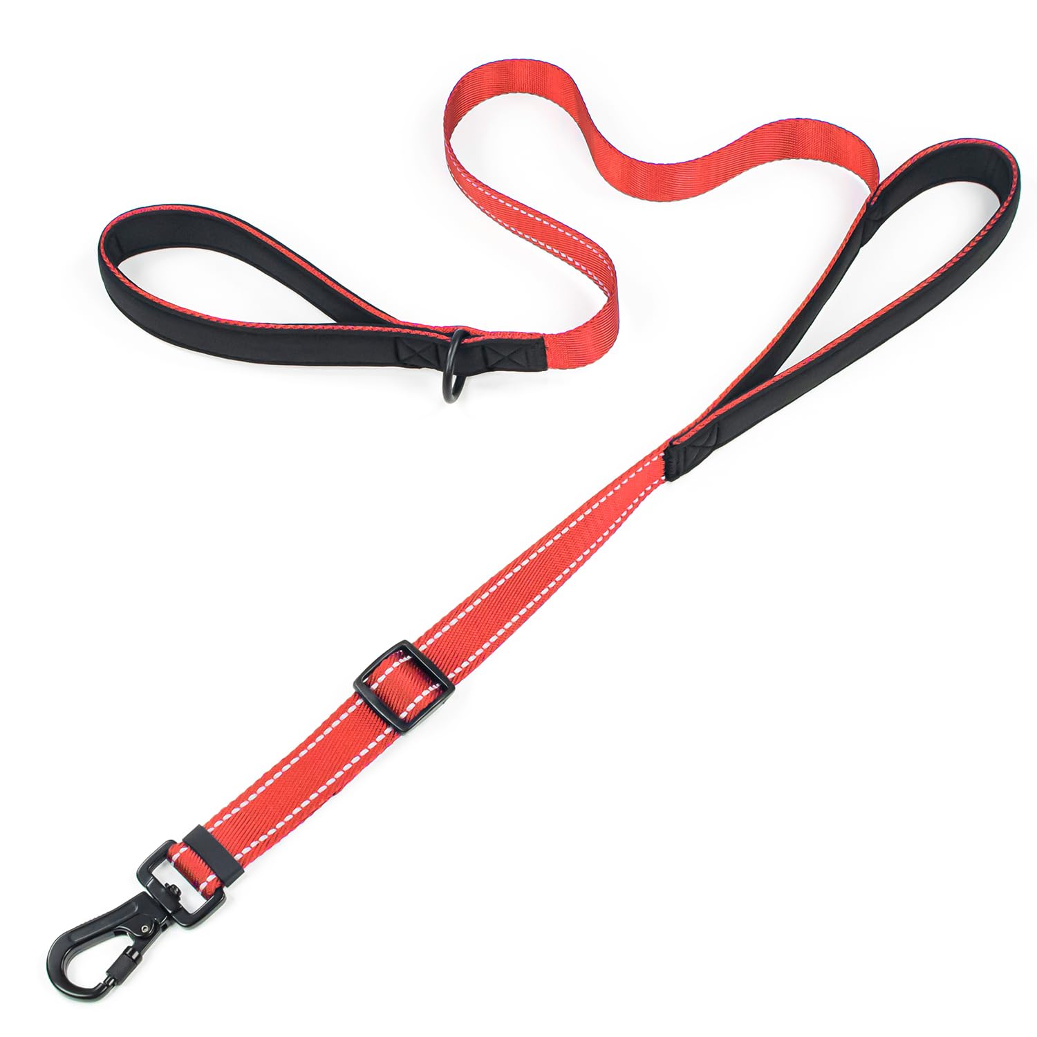 Reflective Double Handle Dog Leash for Large Dogs, Heavy Duty Adjustable Leash with Soft Padded Handles, Traffic Control Training Lead for Walking, Running (Burgundy, S)