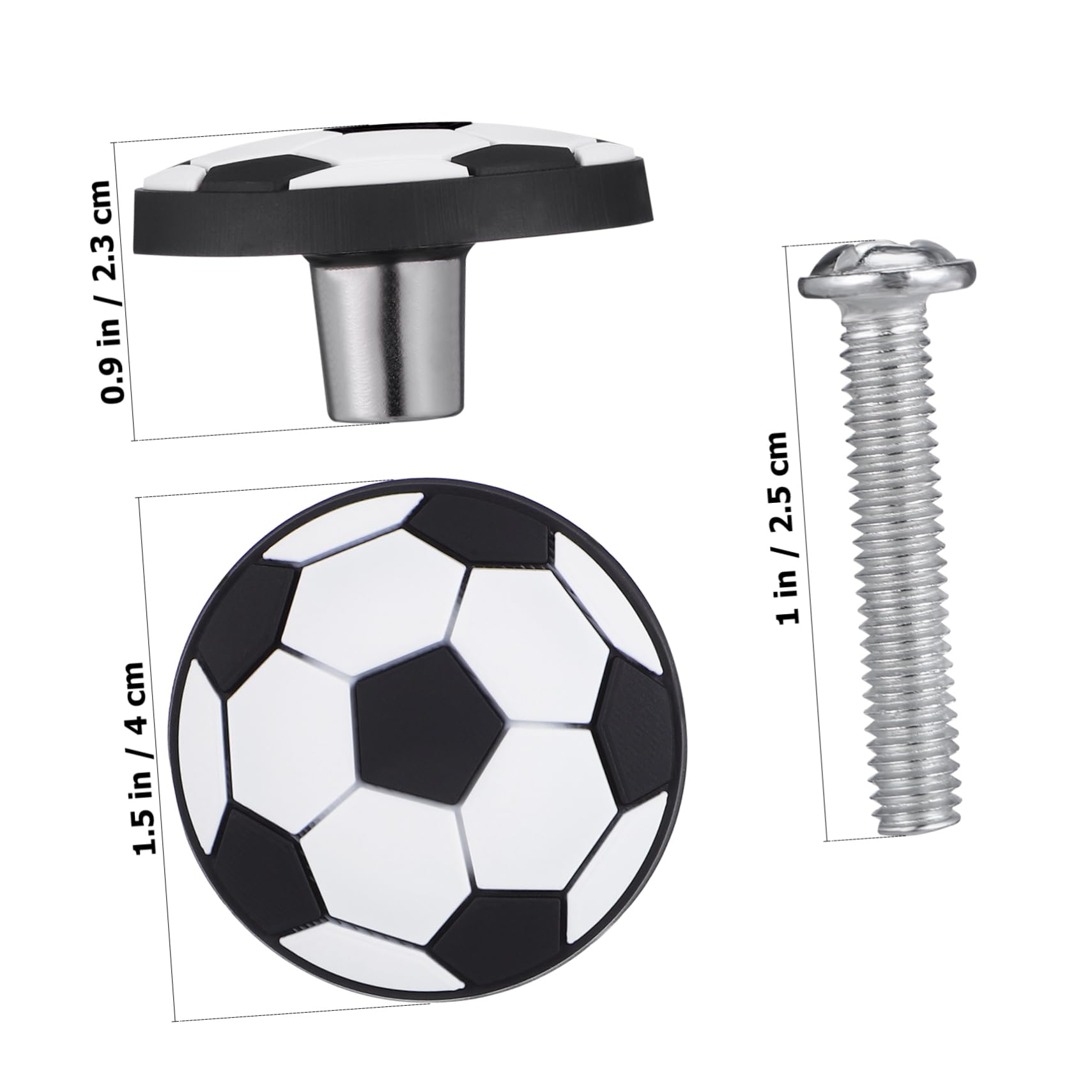 Tiradores Cajones Infantiles Perillas Anticolisión Diseño de Fútbol de Aleación de Zinc y Goma Paquete de 6 Piezas para Armarios en Habitación de Niños