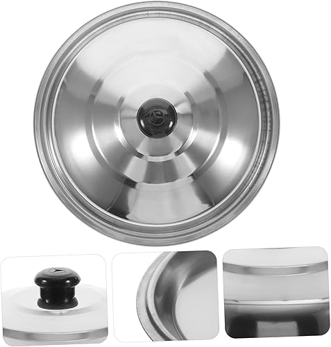 Miniatura 9 de Hemoton Tapa de olla de acero inoxidable grueso para sartén mantiene la comida fresca y mantiene la temperatura, accesorio de cocina para cocinar