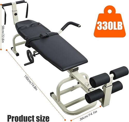 Miniatura 3 de Cama de tracción cervical y lumbar para terapia física en el hogar, estirador de cuello portátil con reposacabezas ergonómico y soporte para pies