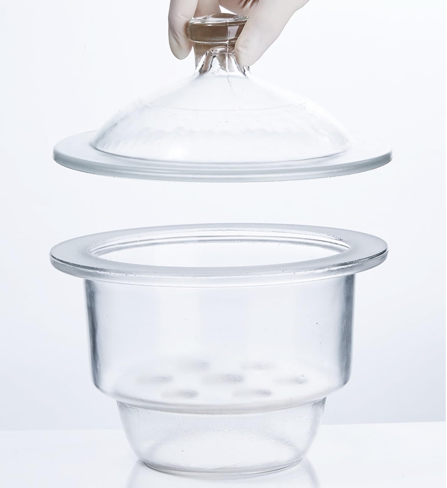 Equipo De Secado De Laboratorio, Desecador De Vidrio Con Fondo Polipropileno Blanco Placa De Porcelana De 9,4 Pulgadas Frasco De Vacío Policarbonato Plástico Para Investigación Laboratorio,120 Mm