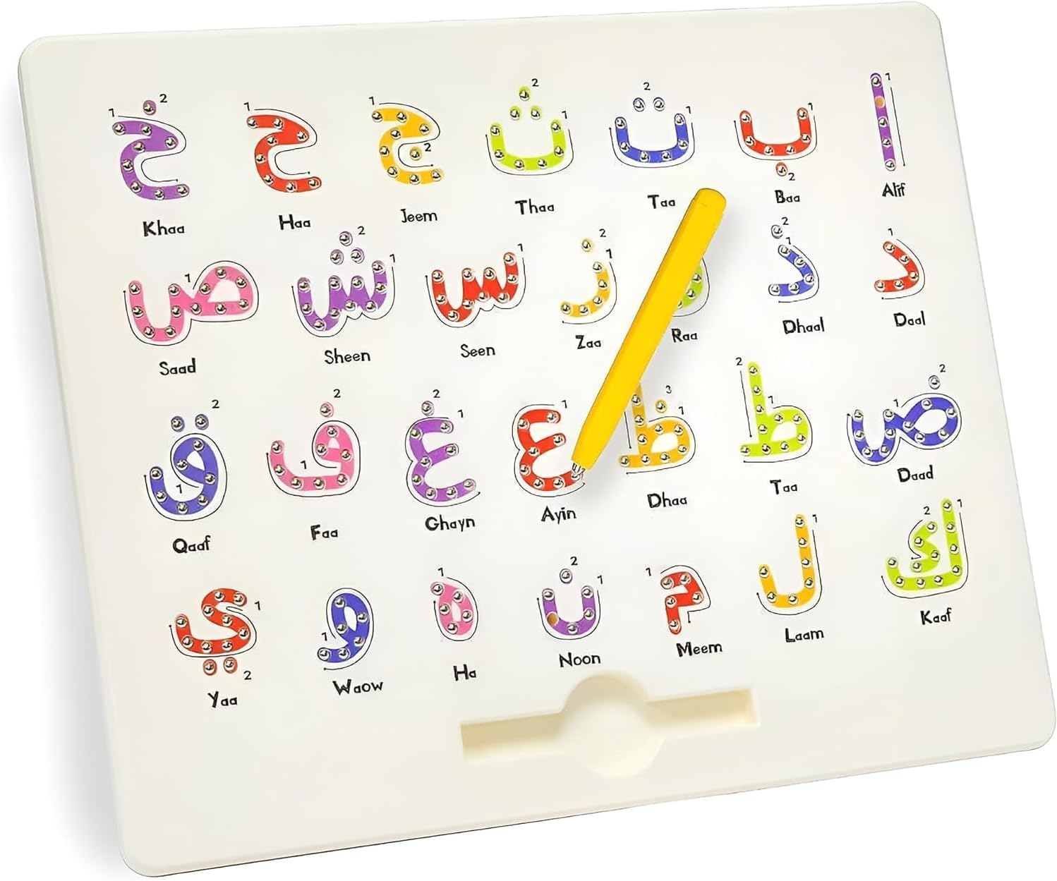 Arabic Magnetic Alphabet Letters Practicing Board for Tracing Arabic Letters, 2 in 1 Reading & Writing Practice, for Toddlers Preschool Educational Games, With Stylus Magnetic Pen (Multicolor)