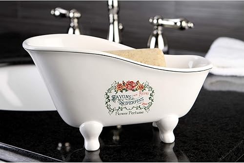 Miniatura 3 de Kingston Brass BATUBSRW Aqua Eden - Mini bañera de cerámica, 8-1/16 pulgadas x 3-7/8 pulgadas x 4-1/2 pulgadas, color blanco