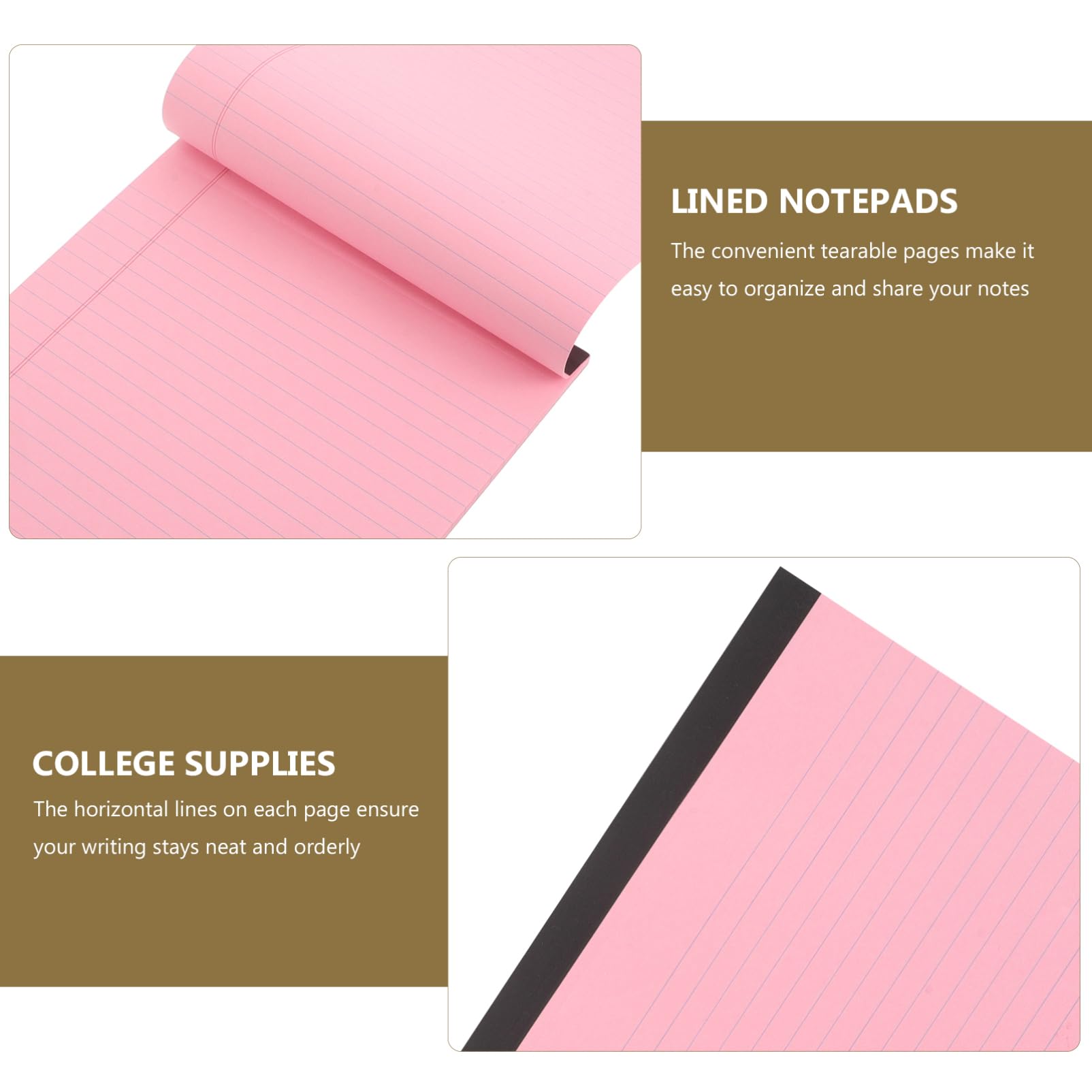 Quaderno Appunti A4 4 Pezzi in Carta, Righe Ampie, Fogli | Lista Spesa e Studio, Facile da Rivedere e Condividere, Pagine Strappabili e Design Elegante
