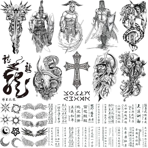 VERKSTAD Christmas Black Realistic Temporary Tattoos for Men Women, Waterproof