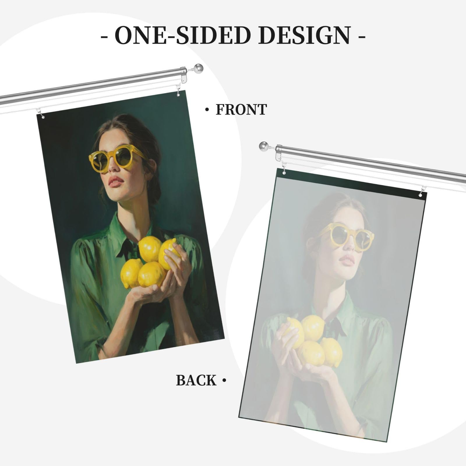 Yellow Sunglasses Woman Hold Lemons Yard House Flags,3x5 Ft Season Greeting Banner With Grommets Indoor Outdoor Party Home Decorations