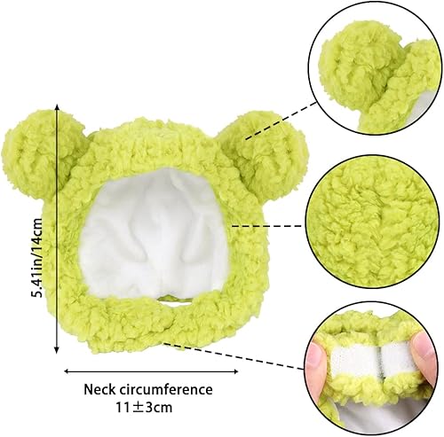 Miniatura 2 de JOICEE Lindo disfraz de gato cálido sombrero de oso para gato, ajustable, suave, pequeño, sombrero de oso para gato, cachorro, perro (color aguacate)