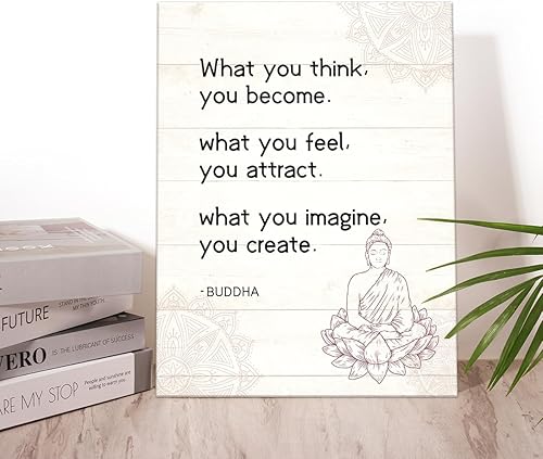 Miniatura 4 de Lienzo decorativo de Buda, con texto en inglés What You Think You Become Buddhist Quote Buddhist, póster impreso para decoración budista para el