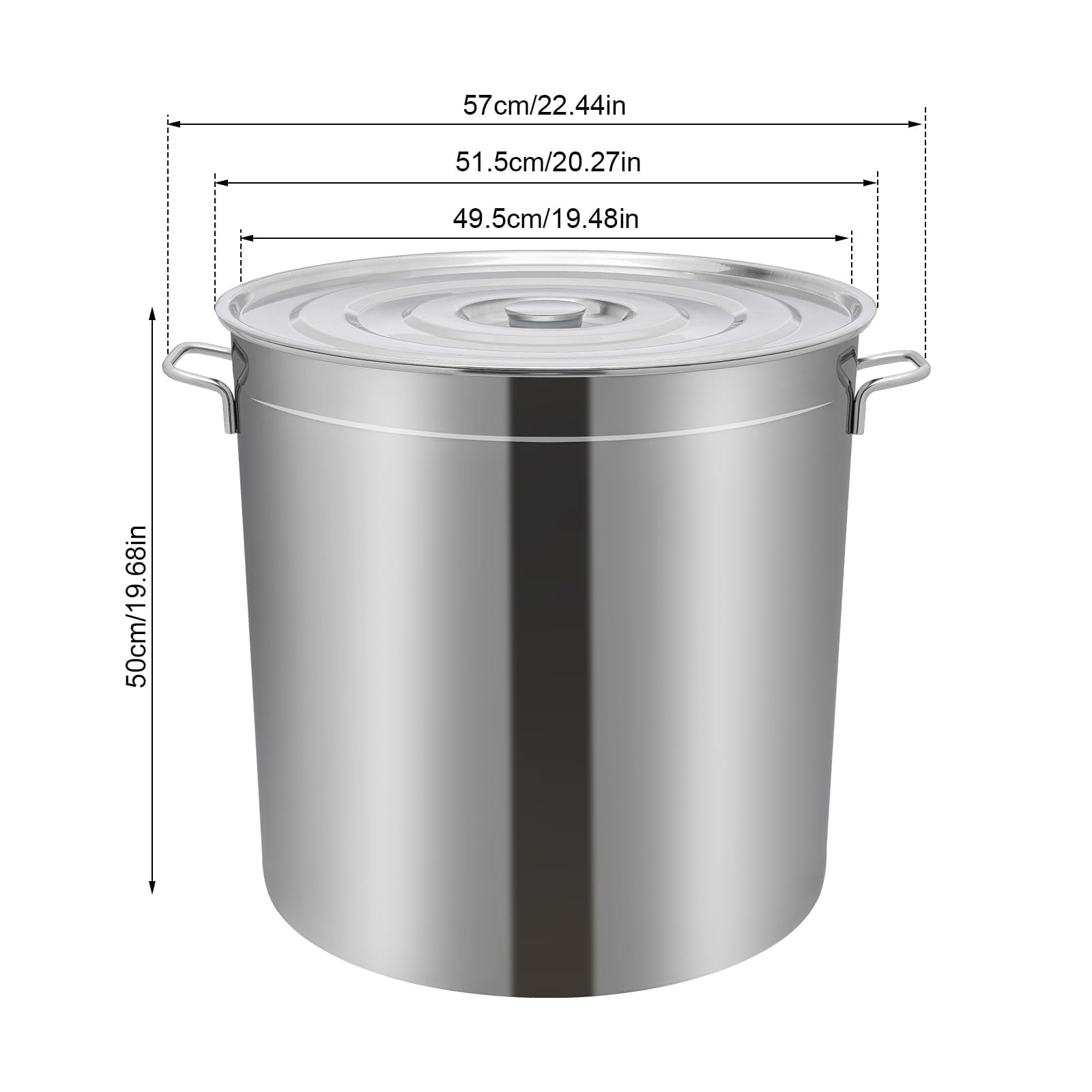 Olla de acero inoxidable de 100 L con tapa y cesta, olla grande pulida resistente para sopa y preparación de alimentos