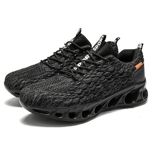 Mens Trail Running Walking Casual Shoes Fashion Sneakers Non Slip Lace Up Tennis Shoes Nursing Weightlifting Volleyball Shoes Tennis Shoes (Black, 6.5)