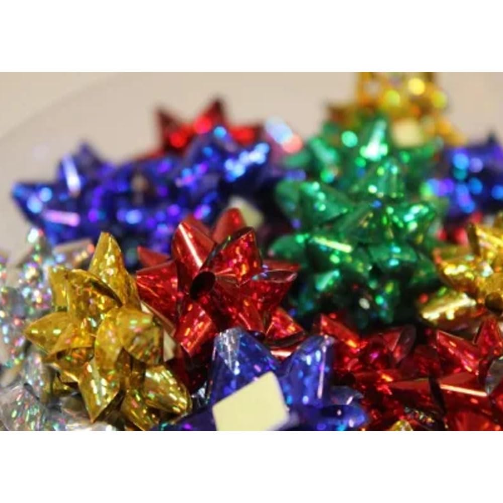 Jonami Lazos de Regalo Pequeños Autoadhesivos Holográfico Multicolor para Navidad