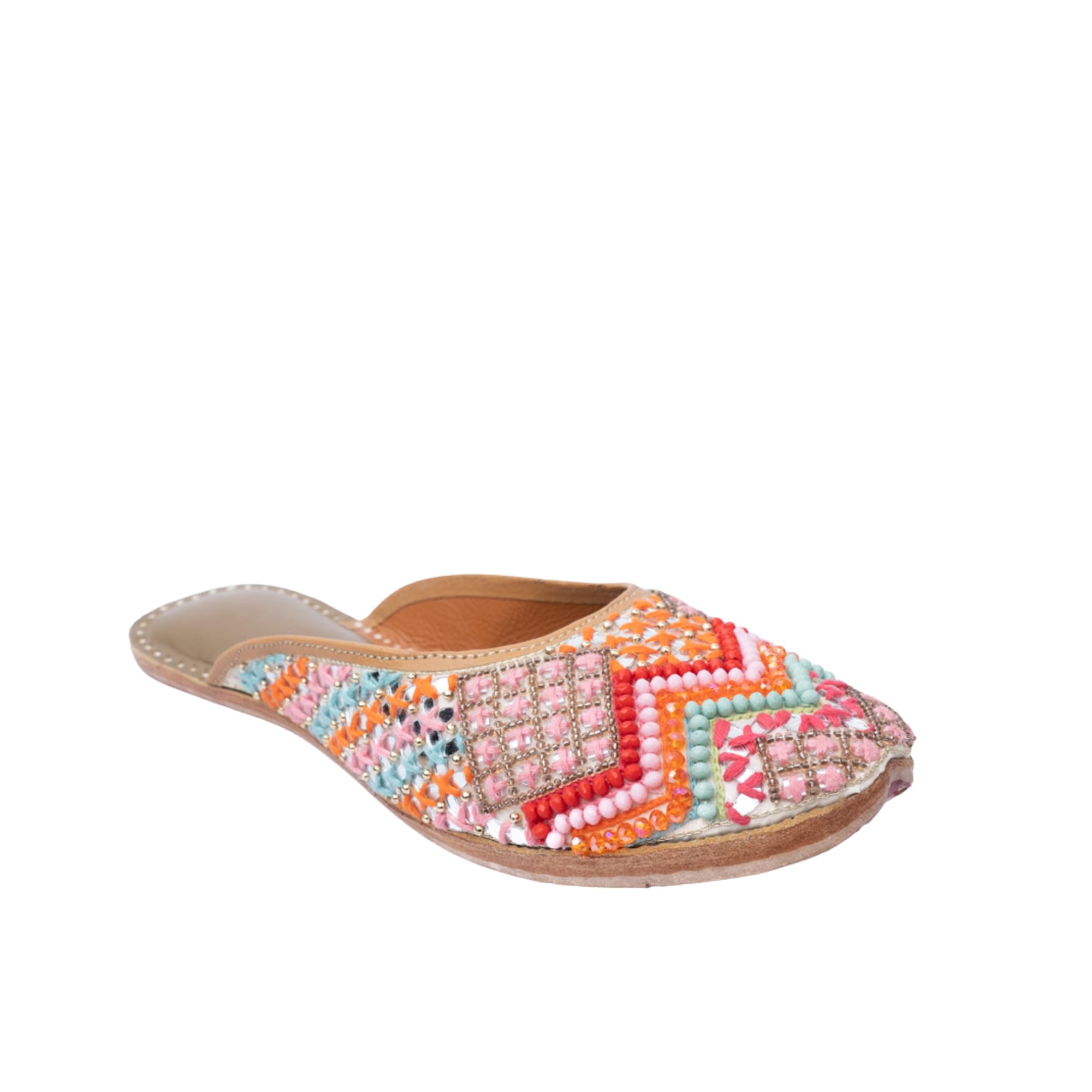 Women Multicoloured Embellished Ethnic Open Toe Flats |-image-41