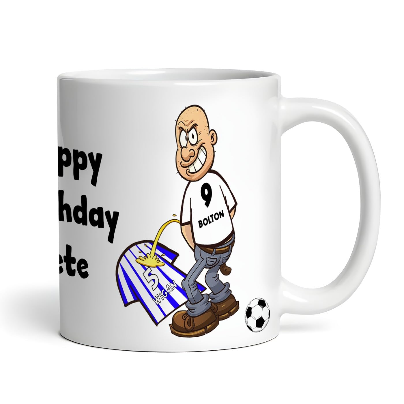 Bolton Weeing on Wigan Funny Football Rivalry Personalised Mug | Gift for Men | Joke Spoof Team Mug | Vs Any Team | Wee on Gift for Him