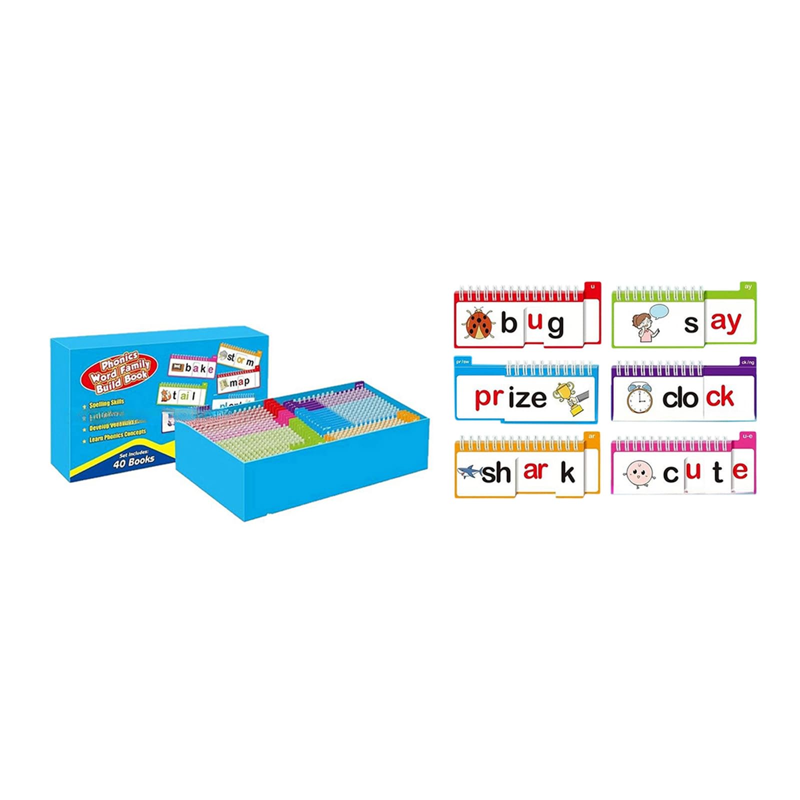 Creazione del vocabolario fonetico parole per bambini Pacchetto libri capovolti Strumento educativo Design cartaceo per l ' apprendimento interattivo Strumento apprendimento fonetico