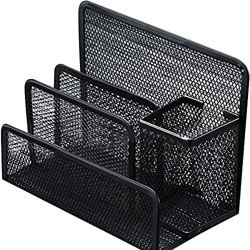 MAGICVOGEL Metall Briefablage Papierablage Multifunktionale 3 Fächern Schreibtisch Organizer Zettelhalter Stiftehalter Dokumentenablage Büroablage (1) Cover