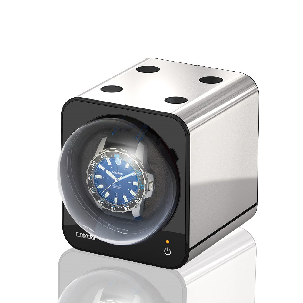 Vitrina móvil para relojes automáticos Beco Starter Set Boxy Fancy Brick Caja giratoria (Watch Winder) Rotador de relojes de lujo PLATA