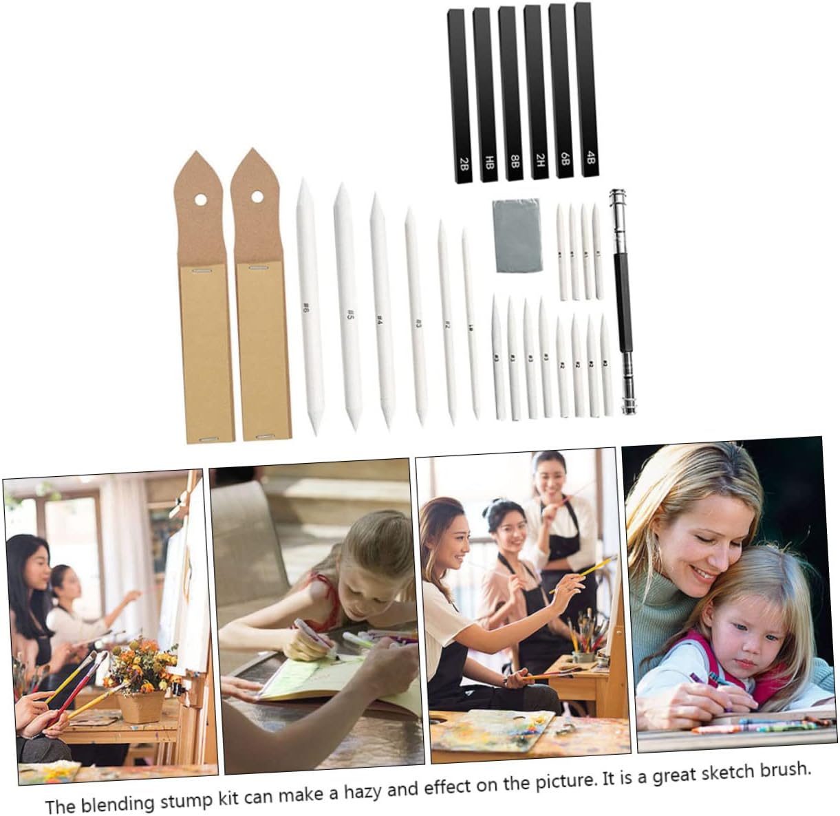 HOODANCOS Sketch Drawing Tools Set Paper Blending Stump Sketching Painting Kit Student Art Supplies