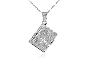 Polished Sterling Silver 3D Holy Bible Book Necklace: A Divine Adornment for Women of Faith