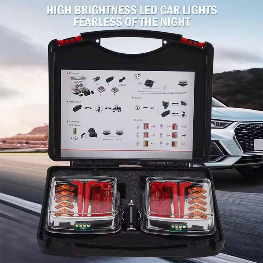 NEWFUN Fanali Posteriori Rimorchio, 12V Fanali Posteriori Rimorchio Led, Fanale Posteriore Magnetico Combinato, Impermeabile, Ricaricabile, per Rimorchi, Camion, Roulotte o Autocarri, E-Mark