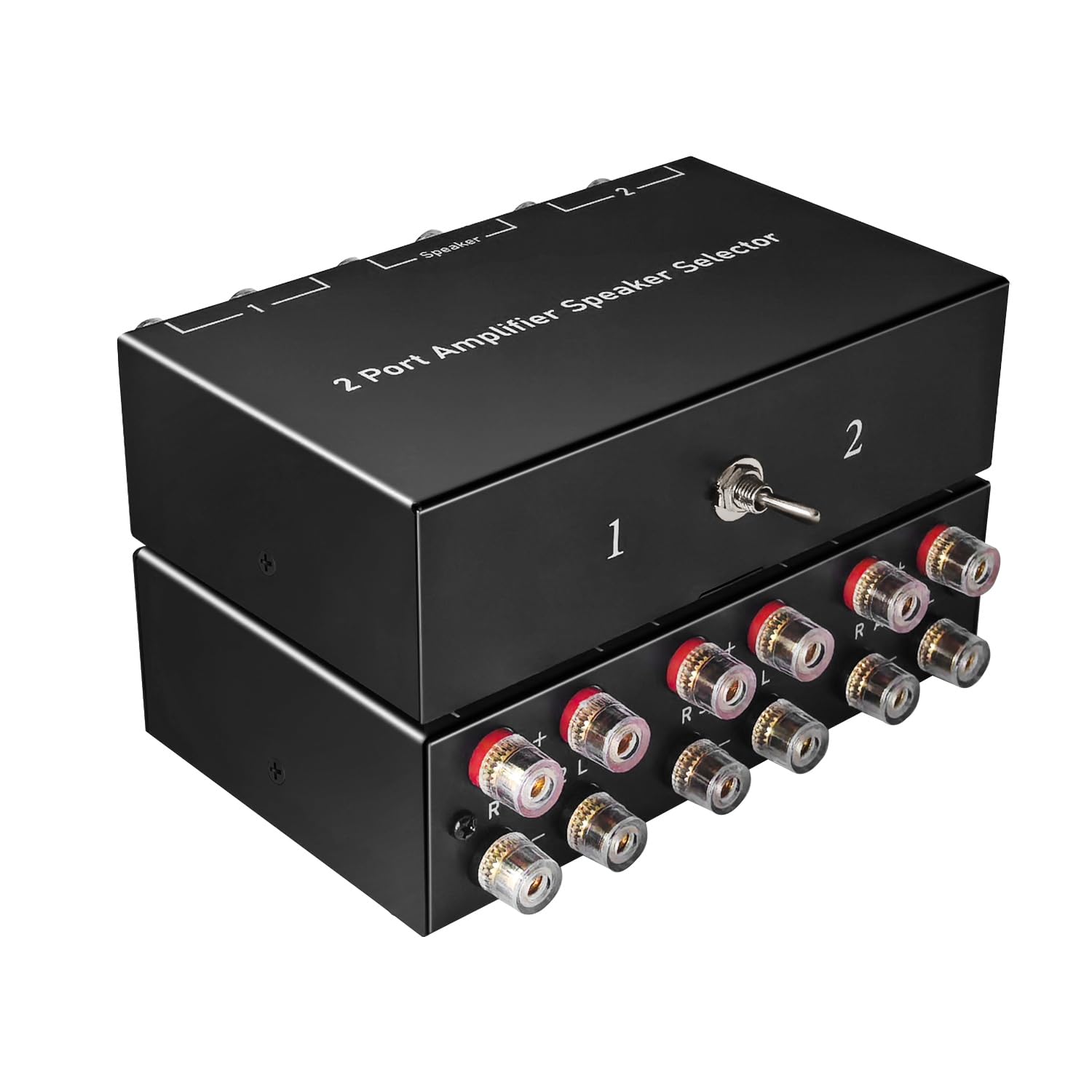 Dingsun 2-Way Audio Switcher Can Support Two Amplifiers, One Audio or One Amplifier, Speaker Switcher Selector Switch Splitter Loudspeaker Control Combiner Box 2(1)-in-1(2)-Out