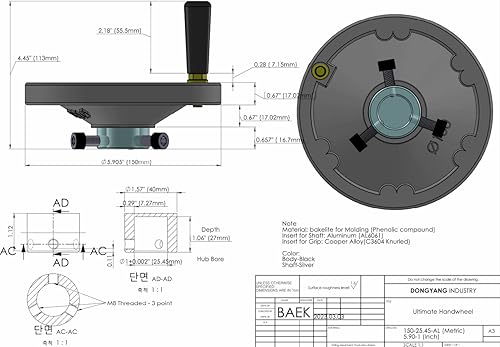 Vista 41 de El volante definitivo de 3.15 pulgadas se adapta a ejes de 1/2 pulgada o más pequeños, bloqueo único de 3 puntos para un agarre firme, resistente a