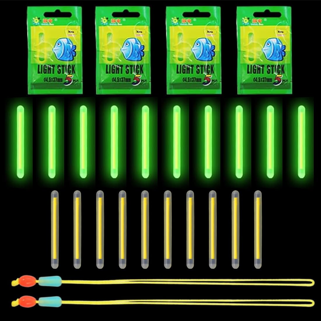 Bâtons lumineux fluorescents pour pêche de nuit - Accessoires cannes flotteurs