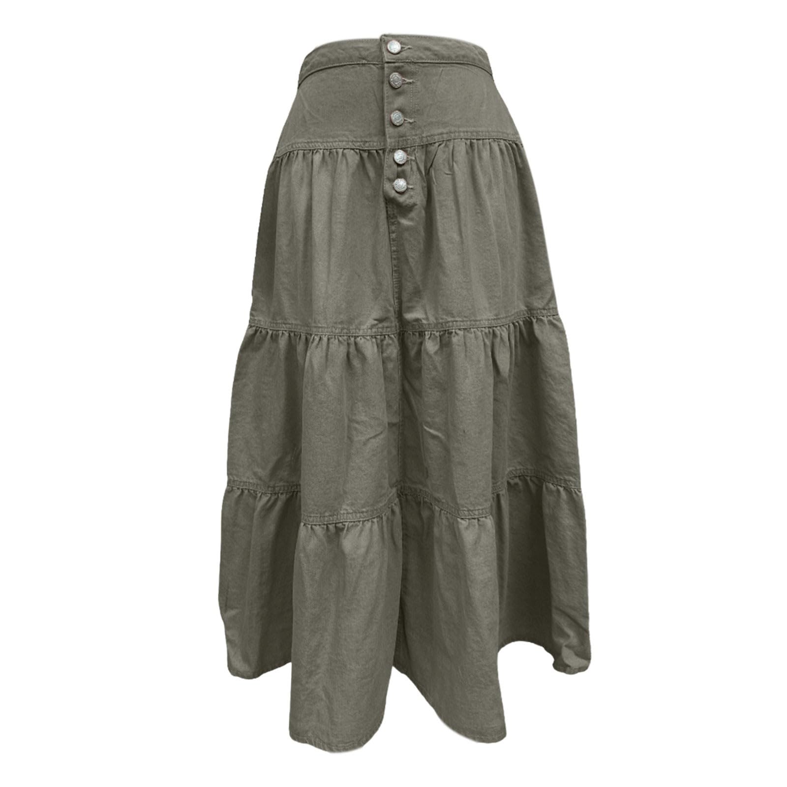 Falda Larga Mujer Verano, Faldas Mujer Verano Sexy, Faldas Larga Cintura Alta con Volantes Plisada Y Escalonada Ideal Ropa Calle Fiestas Y Atuendos Casuales Skirt Minifalda Falda Vaquera