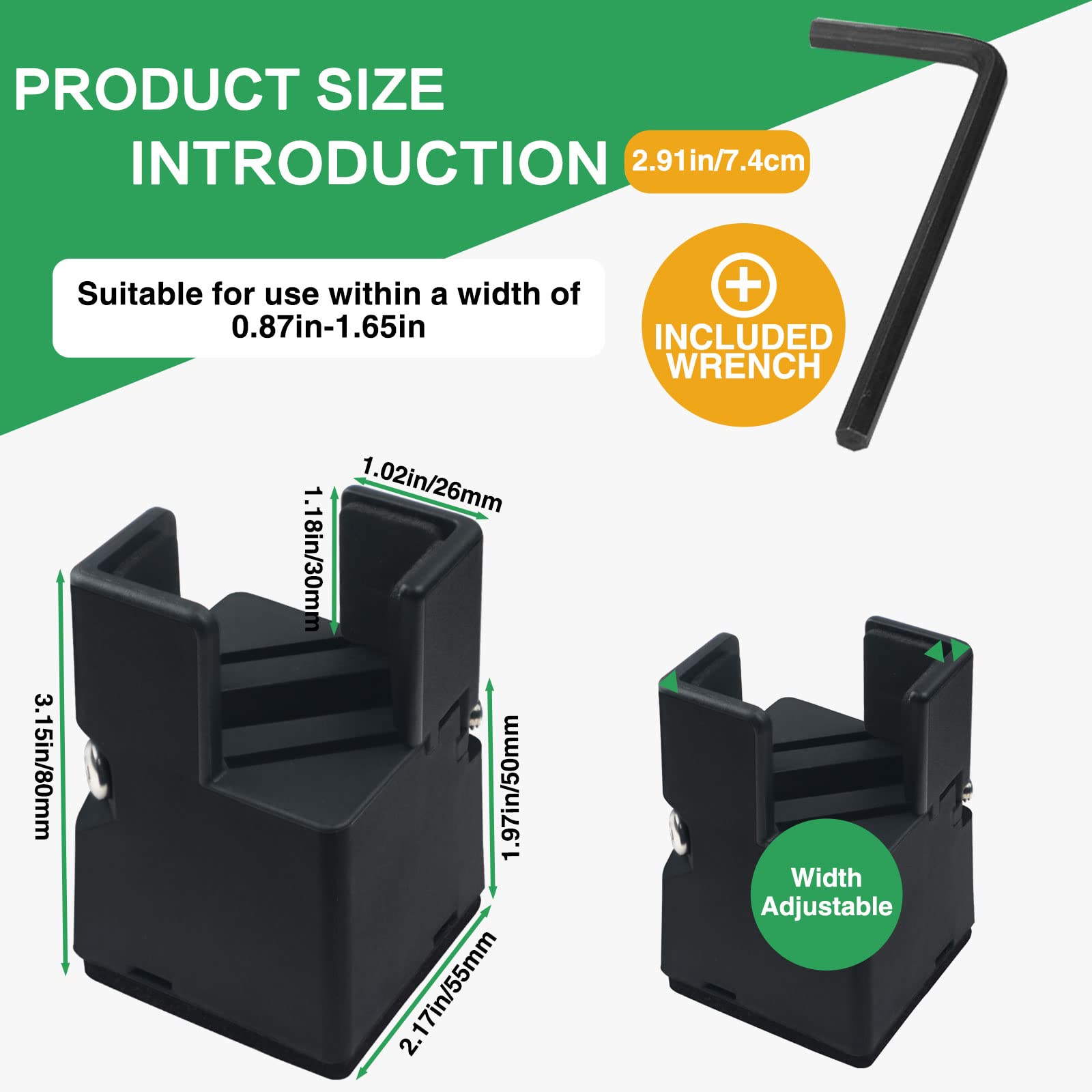 4Pcs Adjustable Furniture Risers 2In with Screw Clamp, Sturdy Desk Risers for Desk Legs Bed Lifts Risers Heavy Duty - Image 2