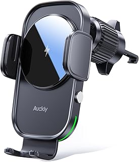 Auckly 15W Support Telephone Voiture Induction, [Serrage Automatique 270°], Rapide Chargeur Induction Voiture, Grille d'aération, pour iPhone 11 12 13 14 15 16 17 Série & Samsung S24 S23 S22 etc. Noir