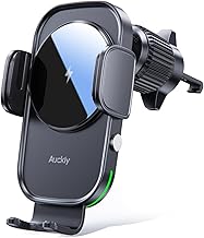 Auckly Qi 15W Car Phone Holder Wireless Charger, [270 ° Automatic Clamping], Wireless Car Charger Mount, Air Vent, for iPhone 11 12 13 14 15 16 Series & Samsung, Electromagnetic Induction, Black